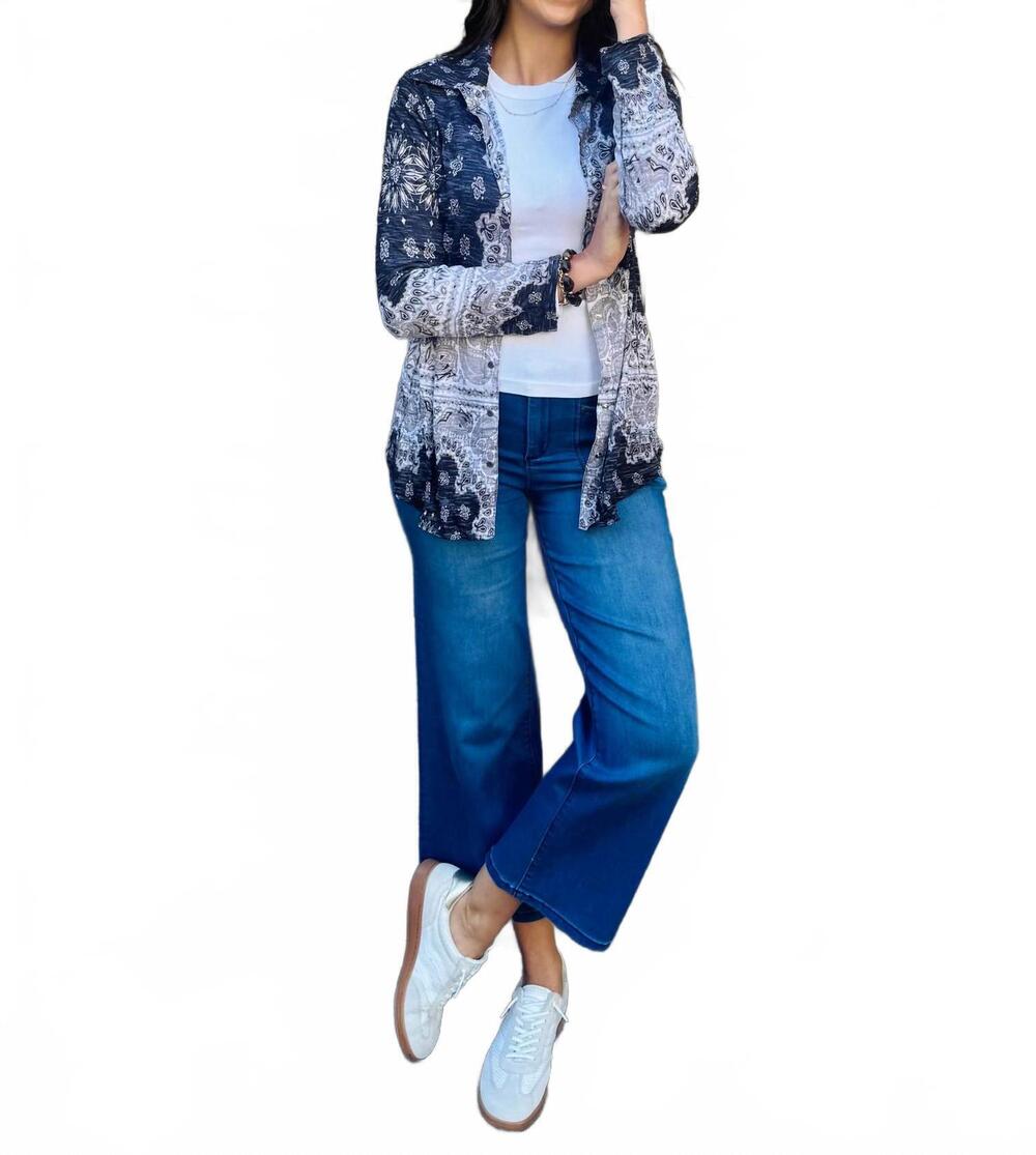 NEW DAVID CLINE women's long sleeve shirt in lead